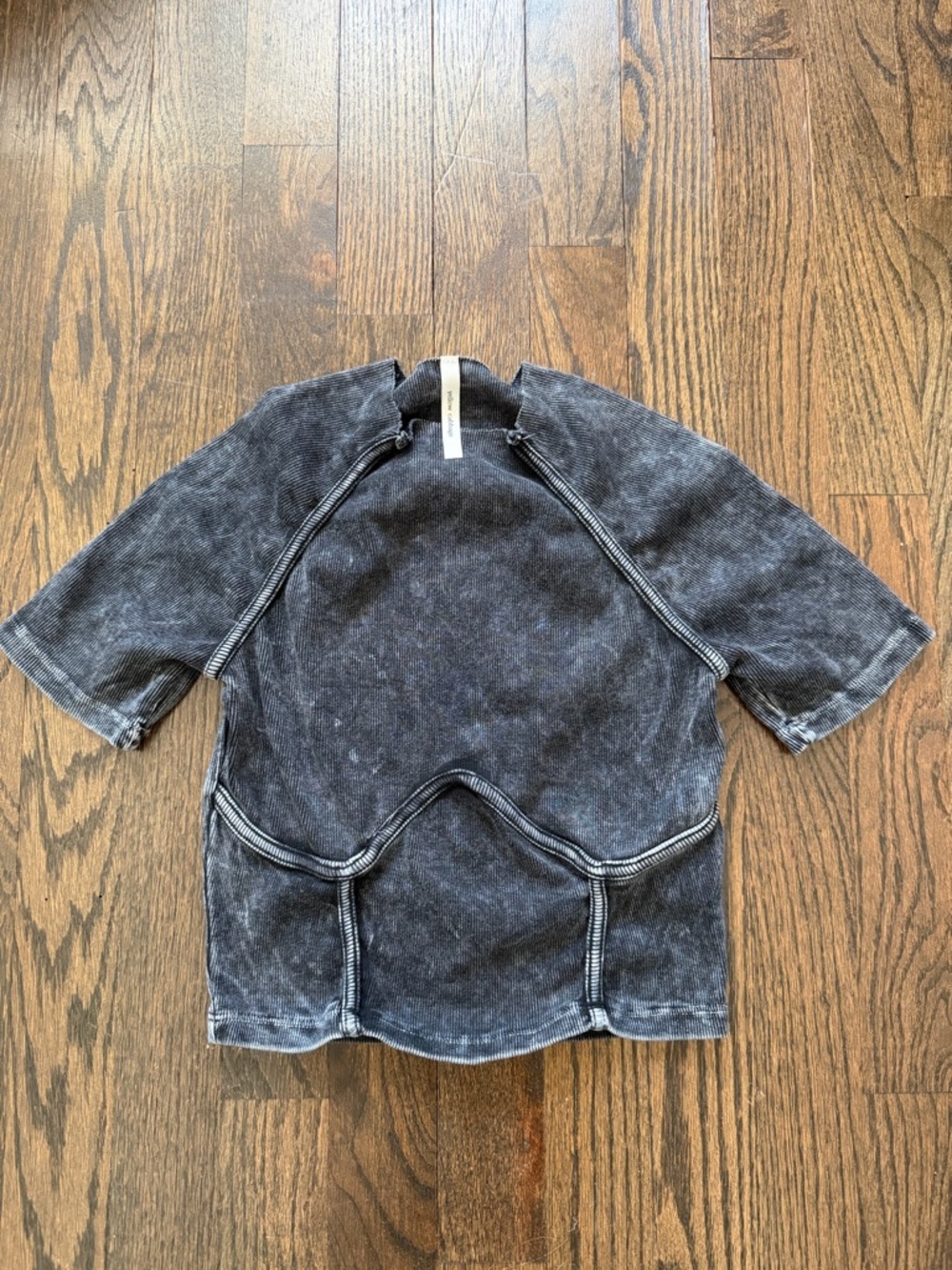 Washed Black Short Sleeve Crop Top